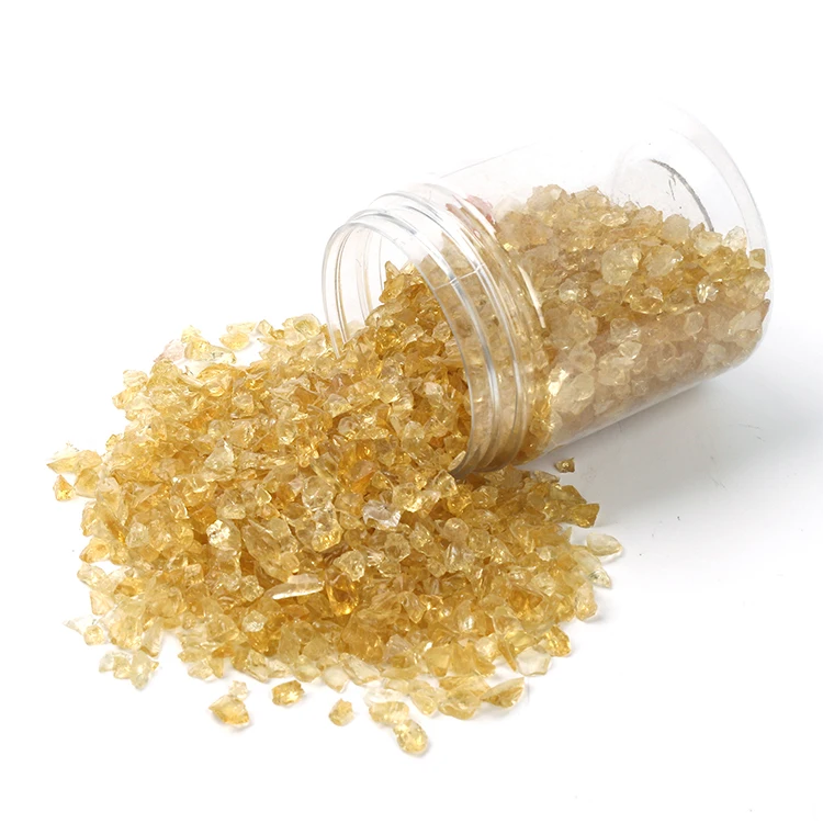 3-5mm high luminosity crystal yellow crushed glass gravel for fire pit fireplace DIY resin artworks epoxy painting decoration
