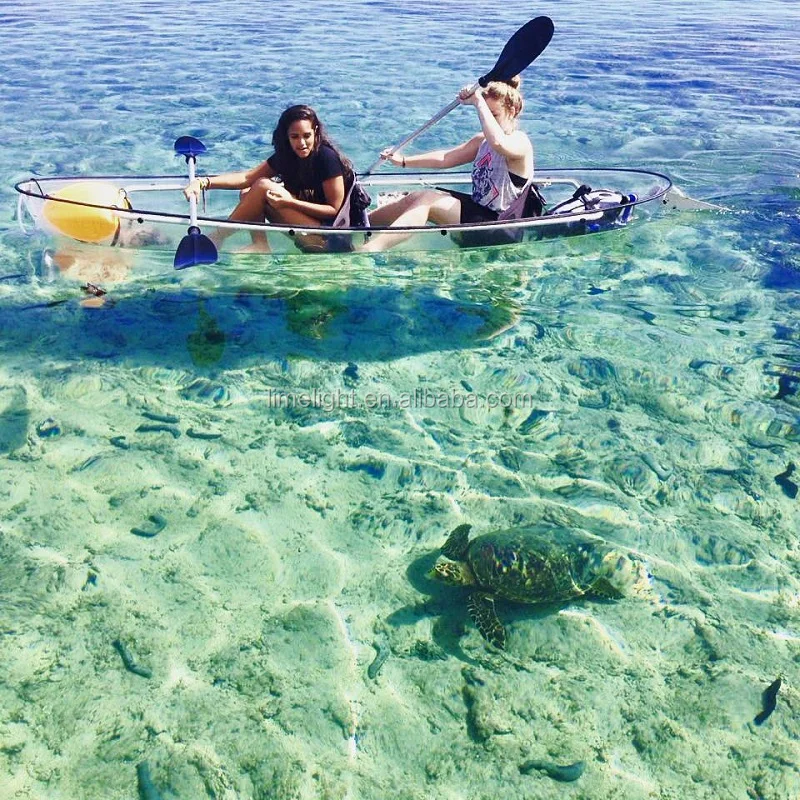 LIMELIGHT double seats and paddles clear bottom kayak polycarbonate canoe for sale