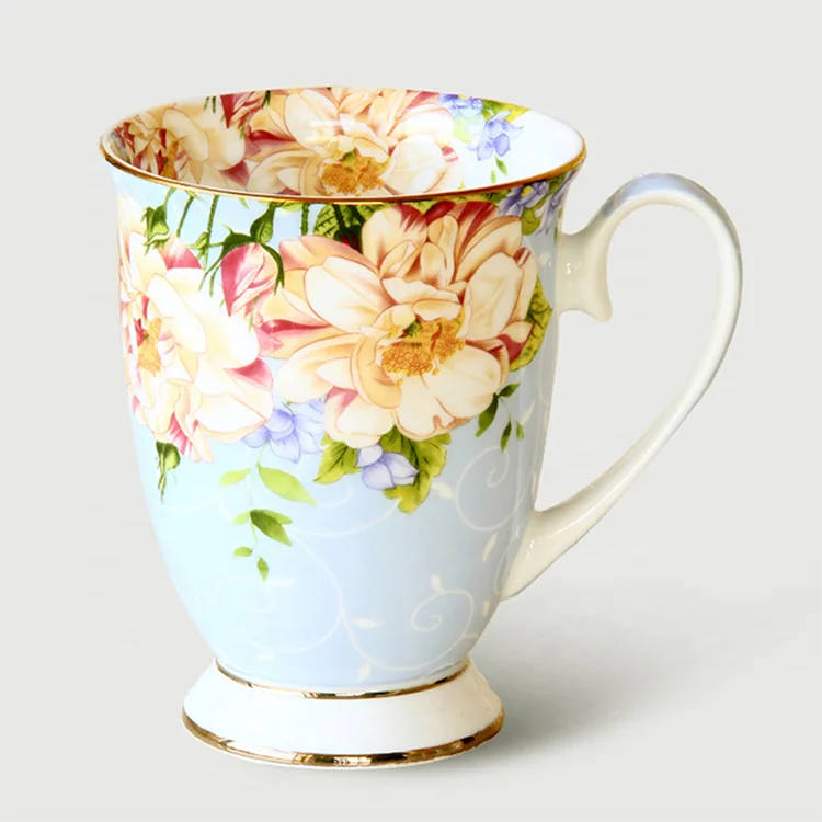 Christmas souvenir coffee mug gift fine bone china mini coffee mug gold rim handle barrel mug