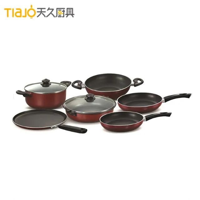 
8pcs cookware set/aluminum cooking pot with non stick and glass lid 