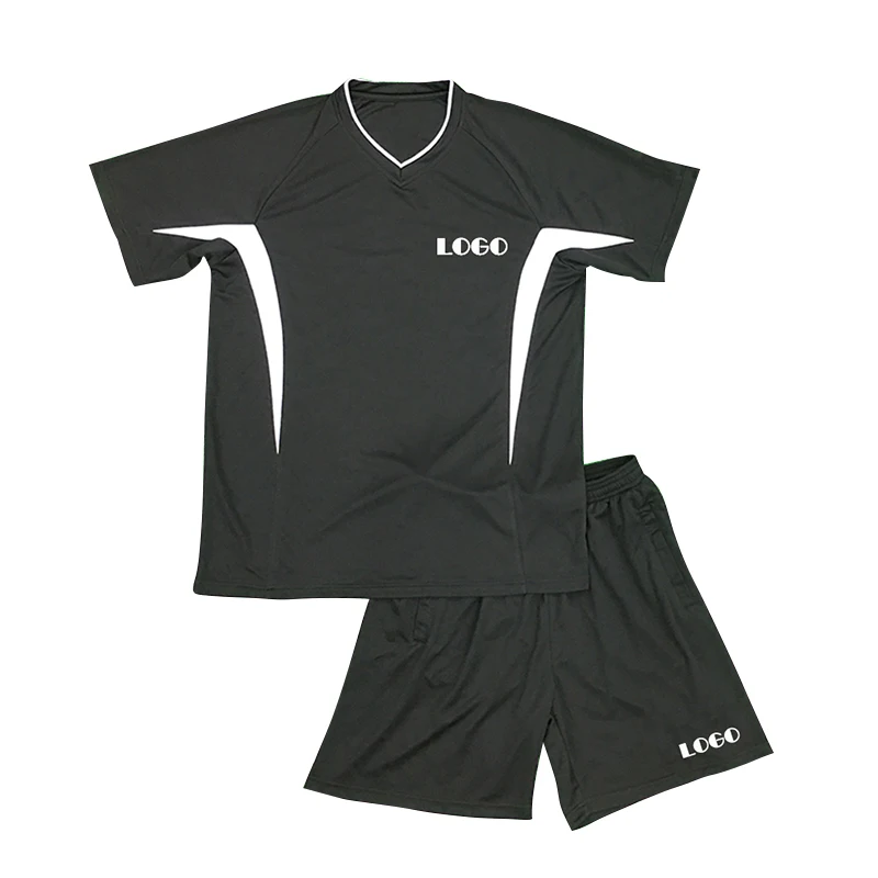 Custom Black White Soccer Jersey Sublimation Pattern Print Soccer Uniform Set