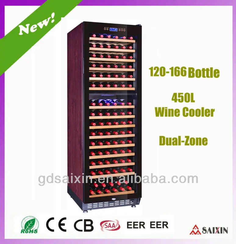 SRW-168D 160 Bottle Wine Cellar/Red Wooden Design Wine Cooler/Wine Refrigerator