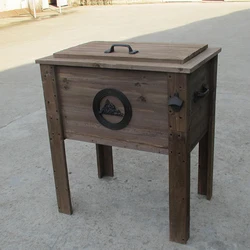 Деревянная коробка-холодильник для улицы в рустикальном стиле 53QT