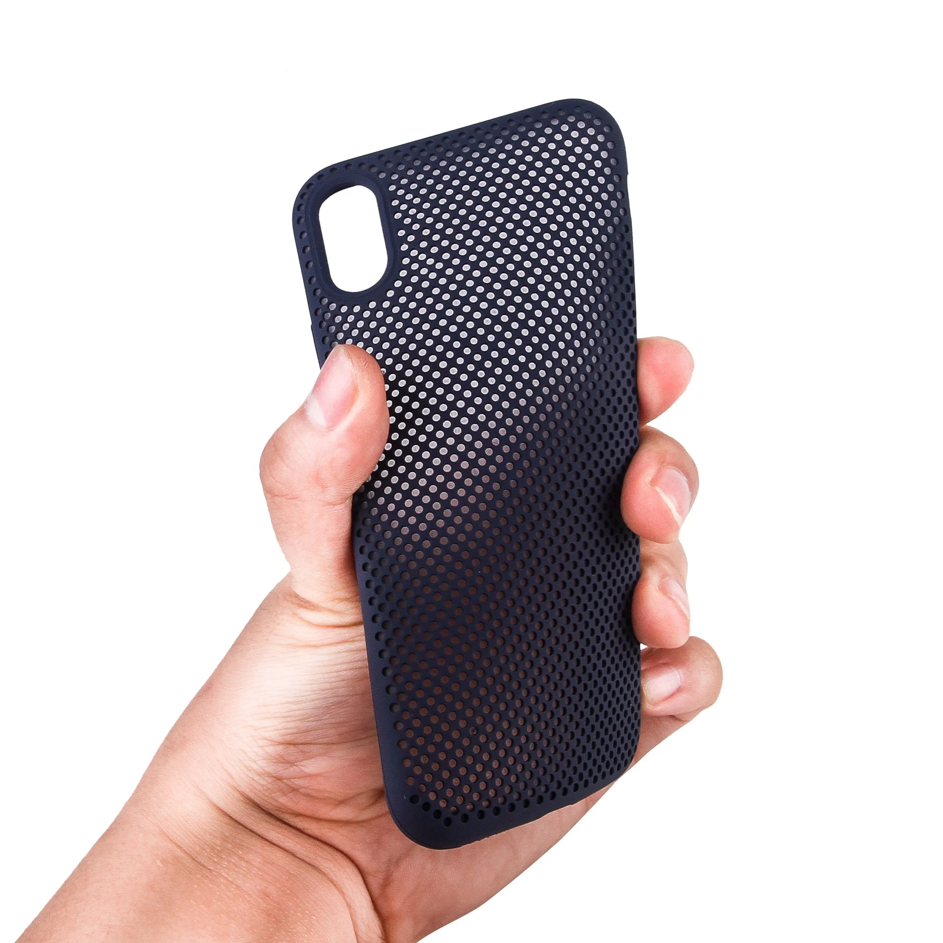 
For iPhone Xs Max Soft Slim Liquid Silicone Phone Case, Breathable Mesh Dot Holes Heat Dissipation Protective Back Cover Case 