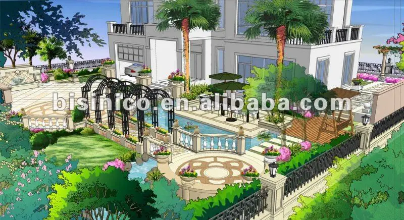 Landscape design,3D villa design,garden design,3D rendering