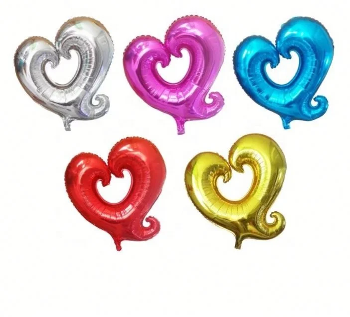 18inch  hollow heart shape hook tail team bride balloon helium gas heart foil balloon for wedding party decorations
