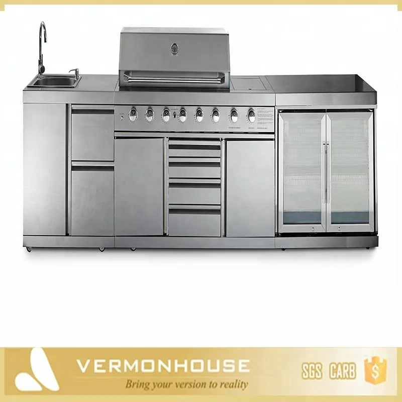 2021 Vermonhouse итальянский стиль уличный кухонный шкаф из нержавеющей стали для барбекю