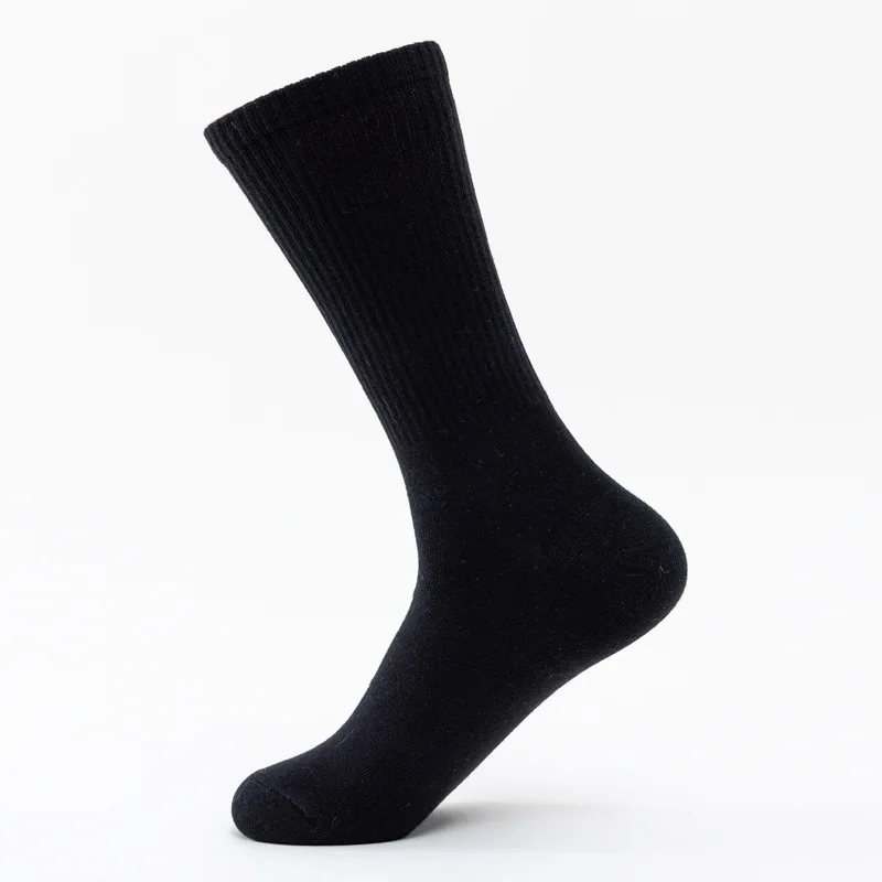 
Top Quality Mens Solid Color Business Dress Socks Black and White Cotton Crew Socks 