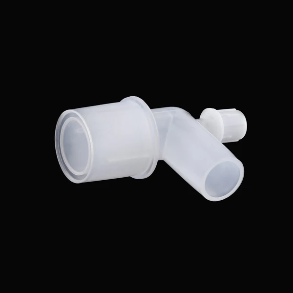 
Disposable medical plastic tube connector elbow with luer port for anesthesia breathing circuit 