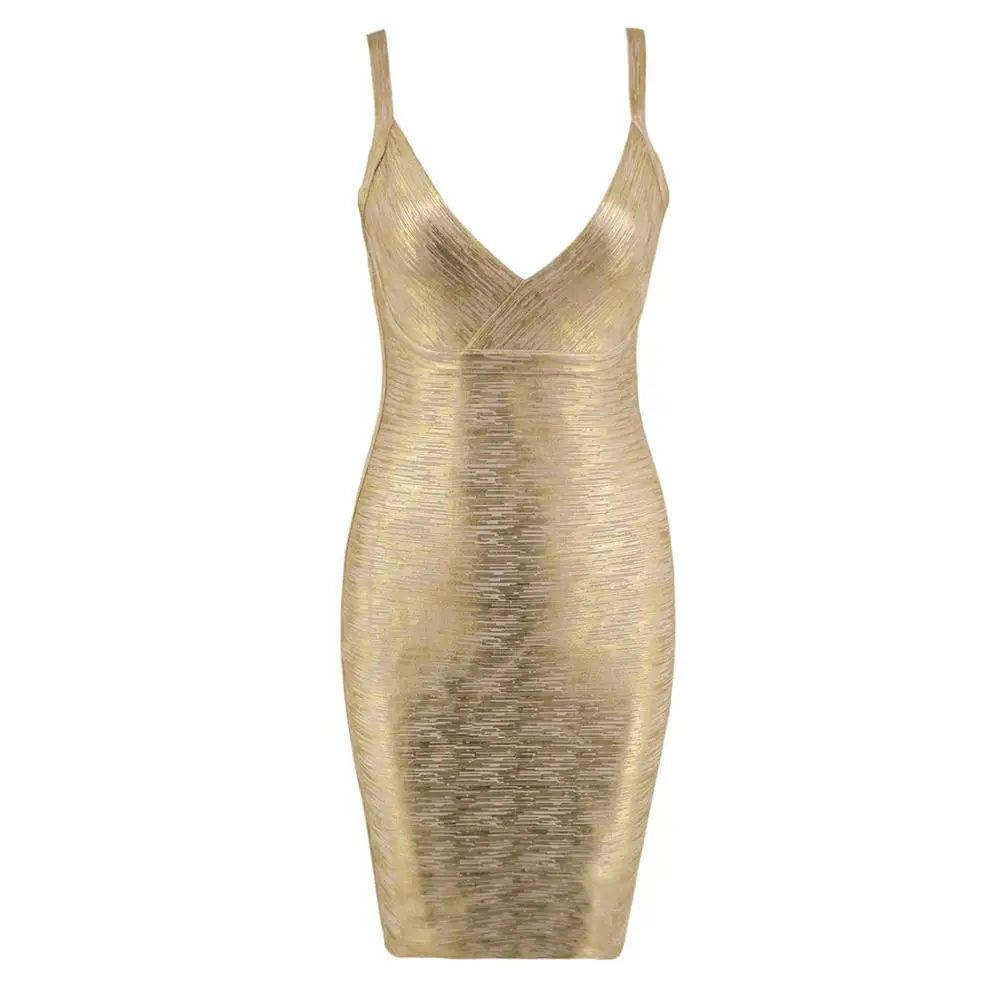 2021 New Arrival Fashion Dress Hot Sexy Gold Bandage Dress Wholesale