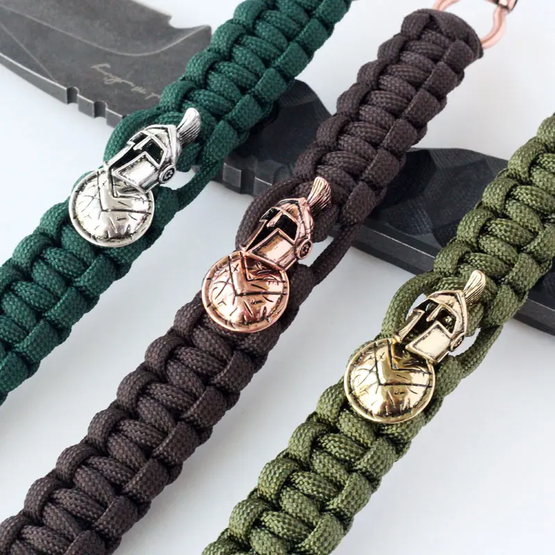 QingGear Handmade Helmet Charm Bead Nylon Rope Survival Bracelet With U Shackle Emergency Tactical Bracelet