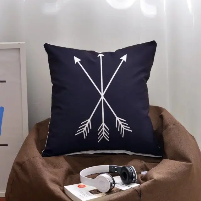 
cotton Black and White Sofa Square Chair Embroidered cushion cover home decorative, pillow for Bedroom or Outdoor 