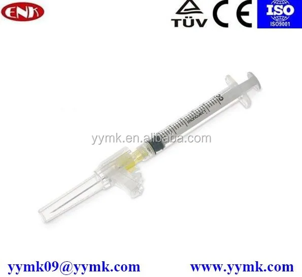 medical supplies retractable safety syringe,1cc syringe