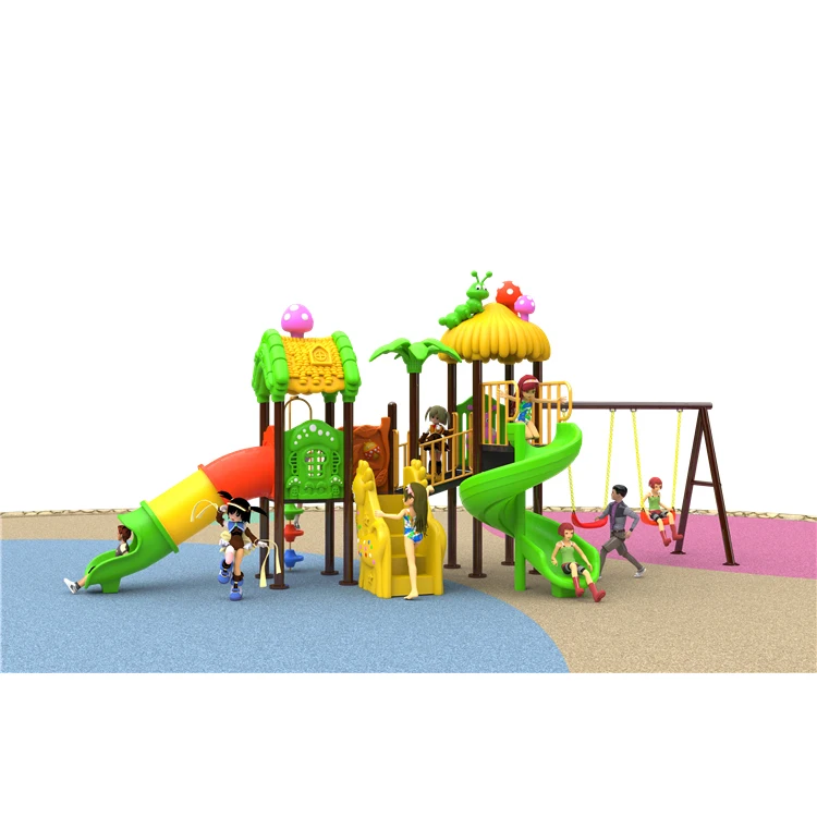 Outdoor Children Playground Equipment Kids  Plastic Slide Swing Play Equipment
