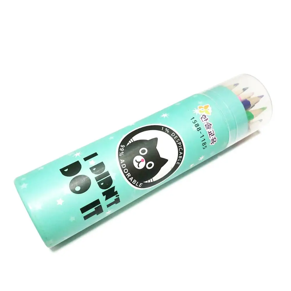 Natural Wood Rainbow Colour Drawing Artist Colored Pencils Set for Kids 24 Color Pencil