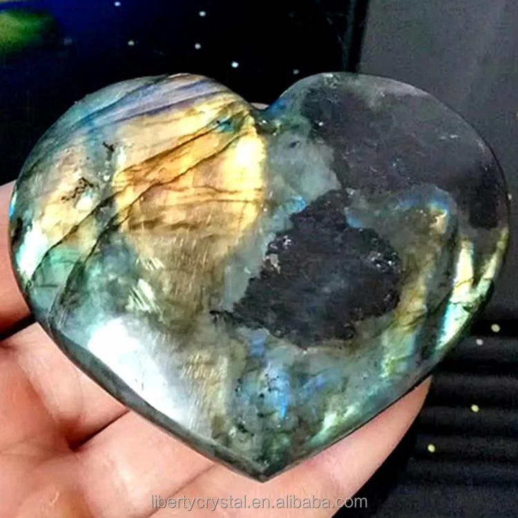 Hot sale Natural Labradorite Heart Crystal Rough Polished Healing