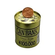 round metal tin cylinder saving money bank
