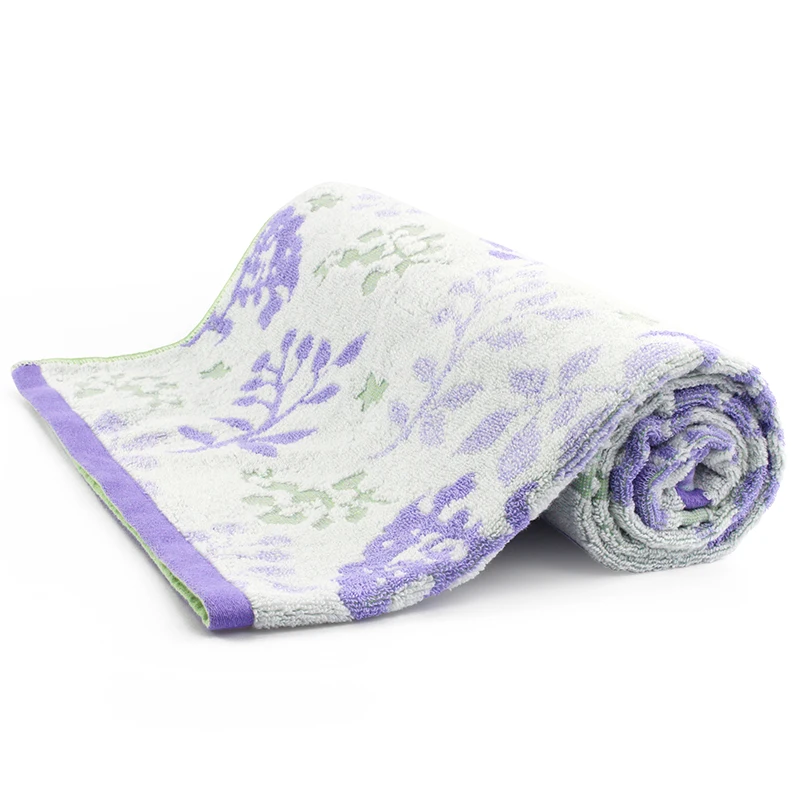 
Leaves pattern design purple color jacquard weaving 100% cotton bath towel 
