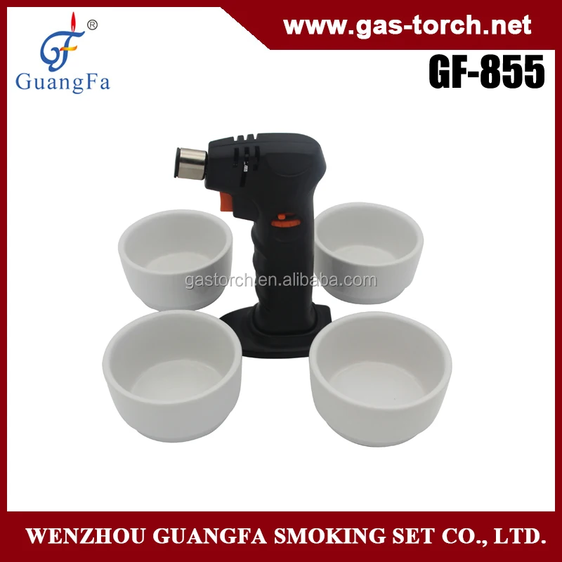 2016 ГОРЯЧИЙ продавая крем-брюле факел зажигалка с четырьмя керамические чаши GF-855