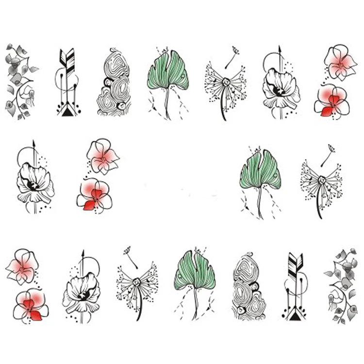 Custom pattern painting jewelry flower water decal black art nail sticker