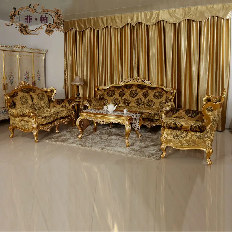 Indoor furniture of Europe style sofa set hand crave royal reproduction sofa set