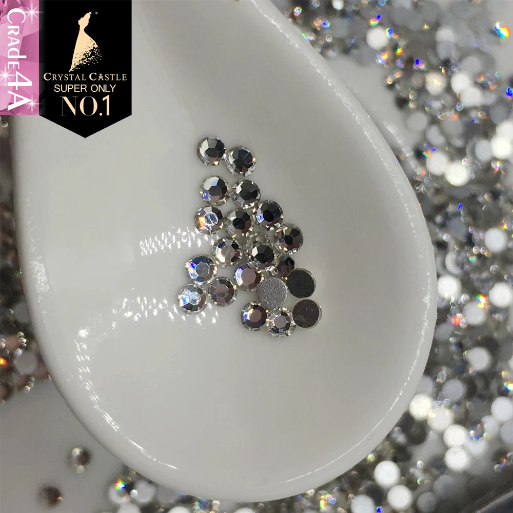 Glitter Rhinestones Clear White Flatback No Hotfix Strass No Glue Back Nail Rhinestone Non Hotfix  For Nail Art Decoration