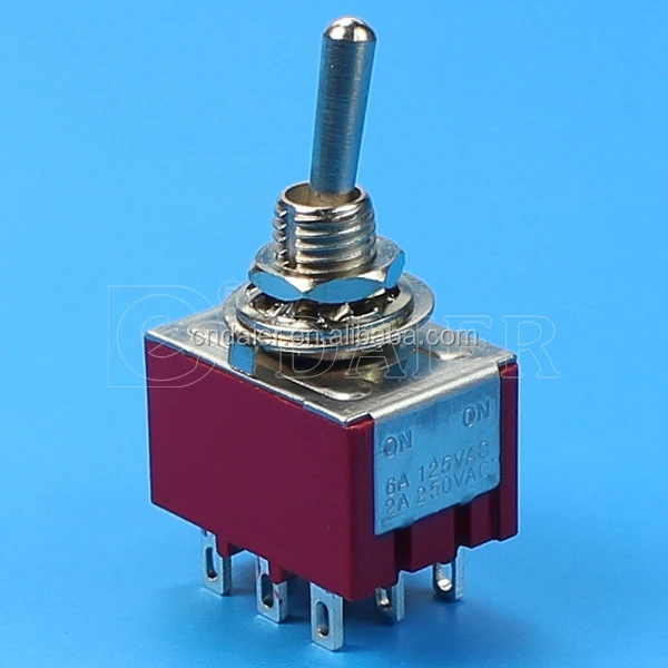 MTS-302 ON-ON Red 3 Pole 9 Pin Toggle Switch