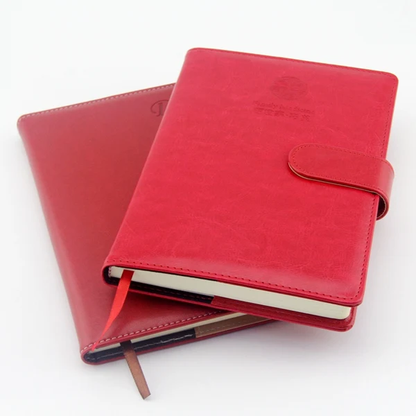 
Custom printing personalized embossed leather agenda notebooks with snap fastener 