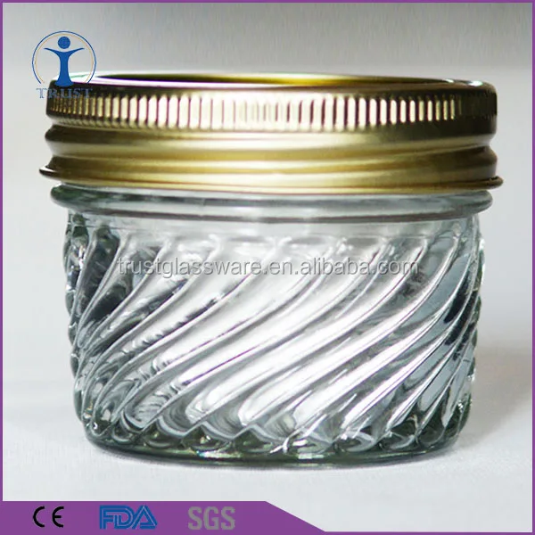 China Factory Manufacturer 4oz Small Size Customized Logo Print Glass Mason Jar With Handle