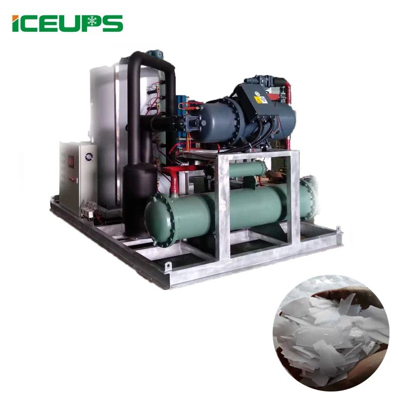 
Energy Saving Flake Ice Making Machine, KMS-15T Water Cooling Ice Maker Manufacturing Plant Machinery for Fish Boat 