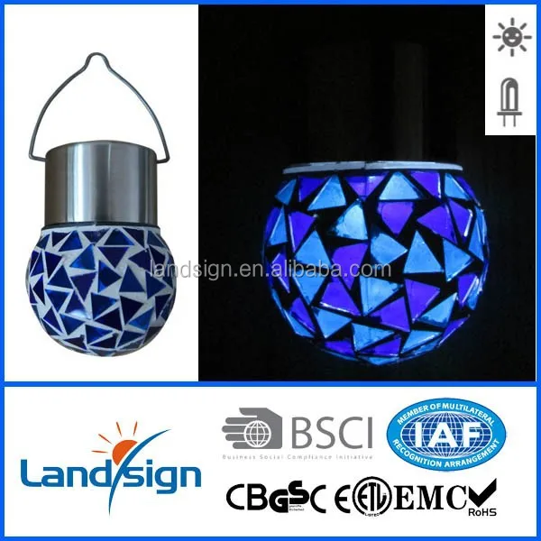 New glass mosaic lamp XLTD-210 decorative hanging solar led lights type mini solar garden light