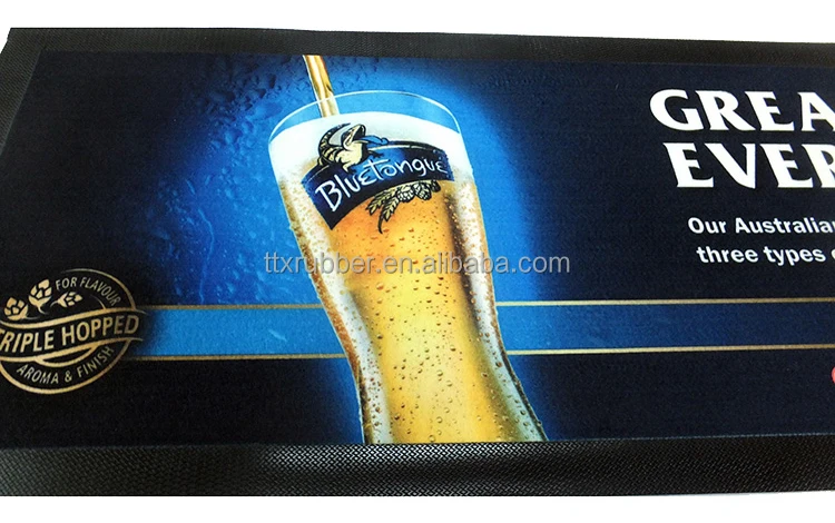 custom OEM heat transfer printing Nitrile Rubber bar runner custom digital printing full color promotion gift bar glass mat