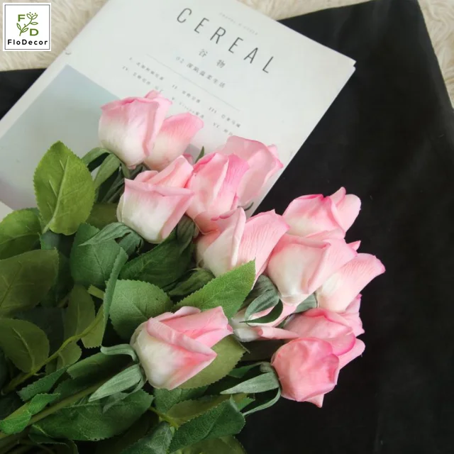 Wholesale High Quality Artificial Rose Buds Real Touch Latex Coated Flower Silk Wedding Decorative Flowers Bridal Bouquets