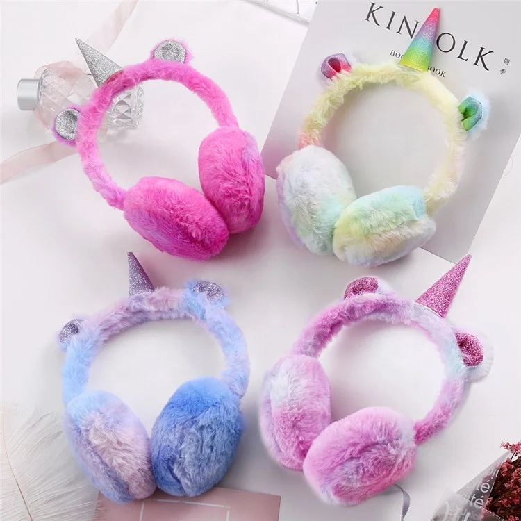 Children Unicorn Earmuffs Winter Warming Ear muffs Girls Cute Ear Warmer Outdoor Cold Protection Plush Earmuff