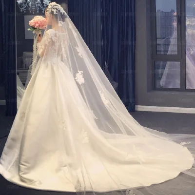 
Elegant Bridal dress gown 2019 Long Sleeves Satin Wedding dress 