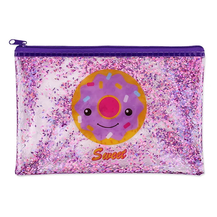 Licheng BX535 Liquid Glitter Pencil Case, Clear PVC Unicorn Girls Pencil Case