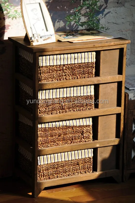 Античный шкаф из массива дерева с ящиками для хранения