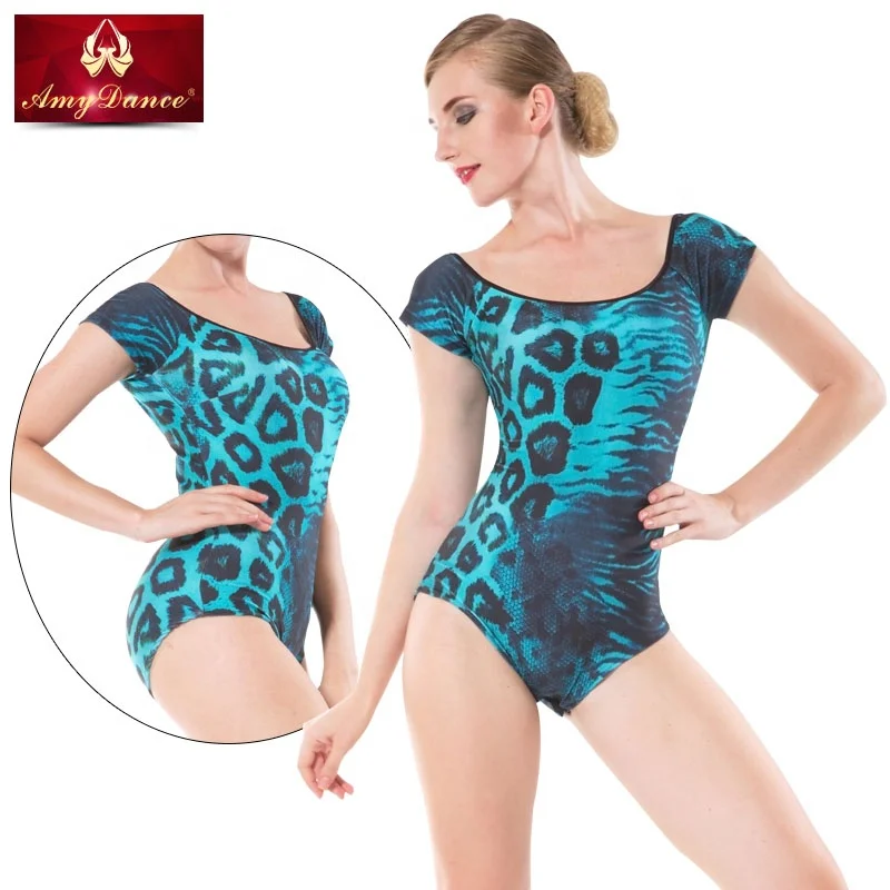 Summer print short sleeve physique lesson ballet dance gymnastics leotards girls