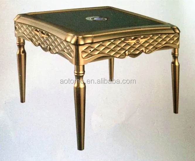 Automatic electronic dinner style silver grey color mahjong table