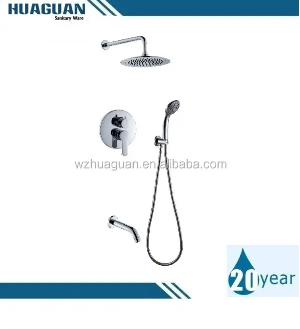Contemporary Concealed Shower Faucet with 8" Brass Shower Head and Brass Hand Shower