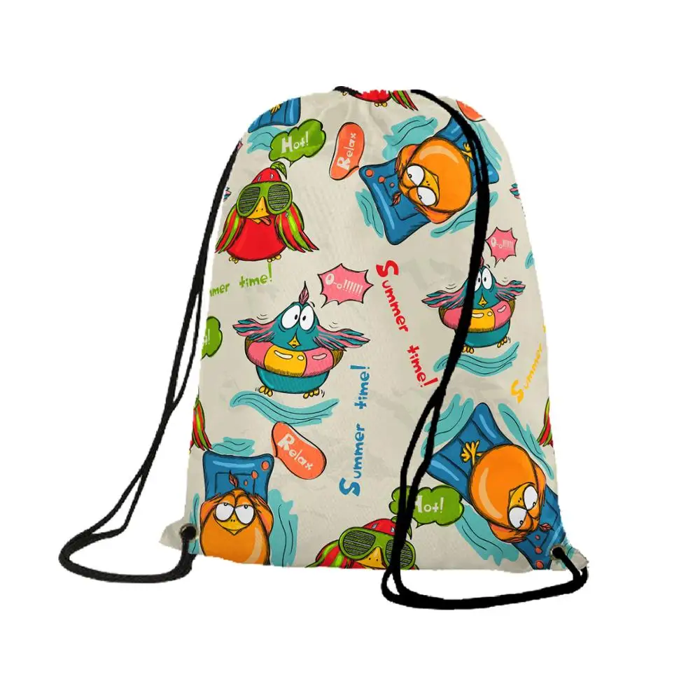 Custom Cheap Price Promotion Bags Cartoon Animals Pattern Design Yourself Polyester Drawstring Backpack customizable