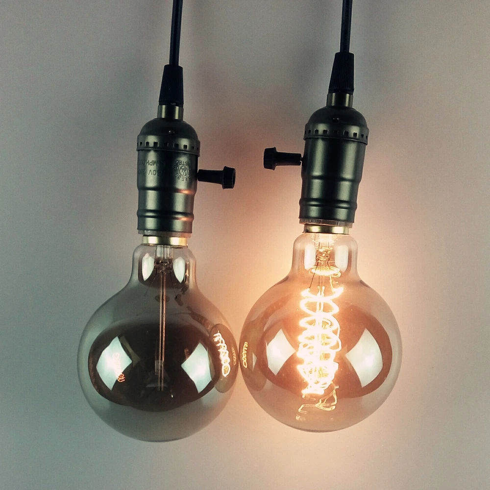 G95 Smoked Grey Glass Vintage Spiral Tungsten Filament Edison Bulb 25w 40w 60w Edison Light Bulb