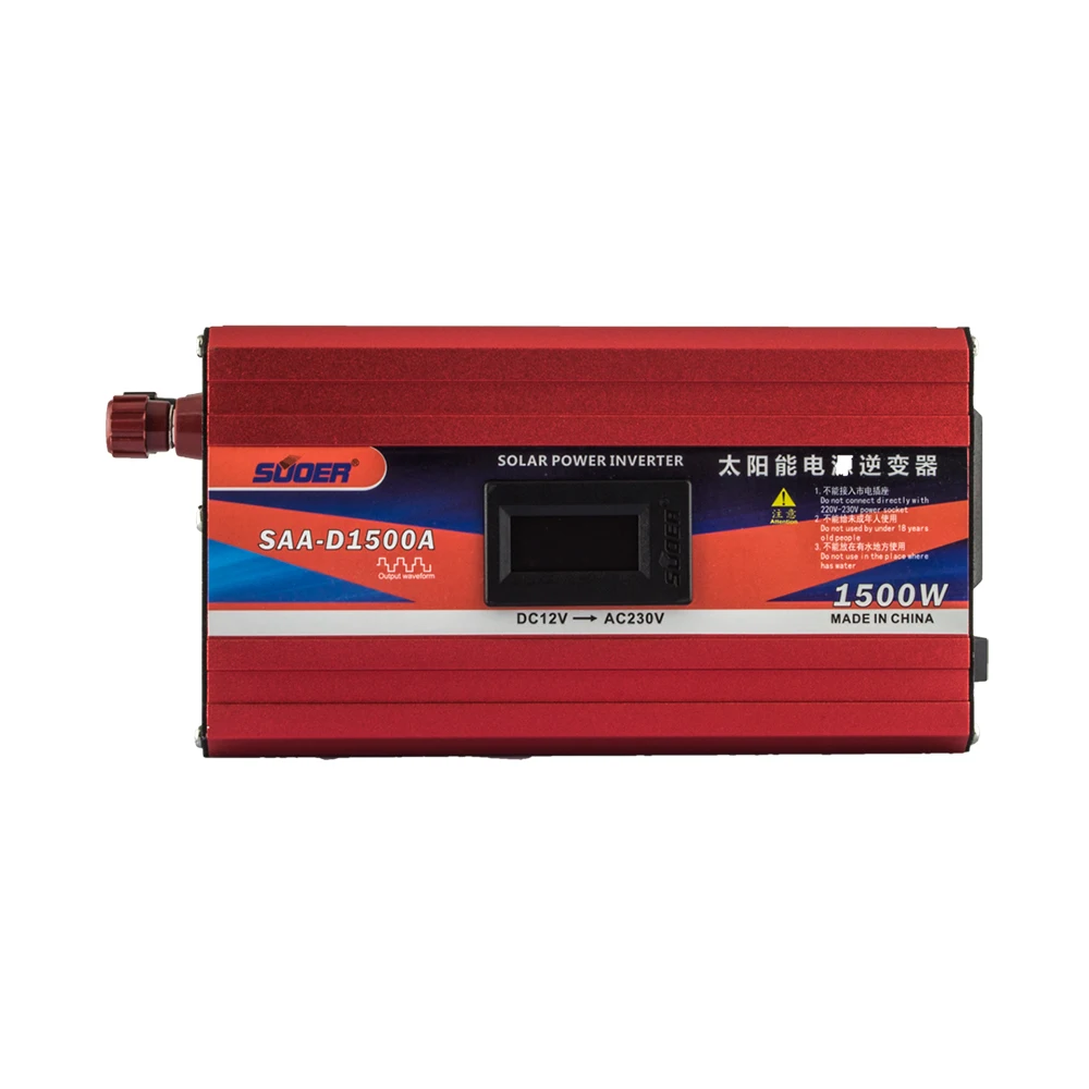 Suoer 12v1500w dc ac modified sine wave single phase power converter inverter