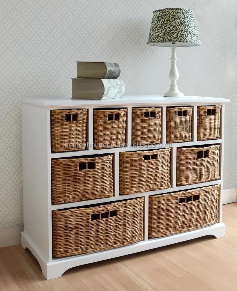 
Handmade and painting wicker storage cabinet/corner cabinet with baskets 