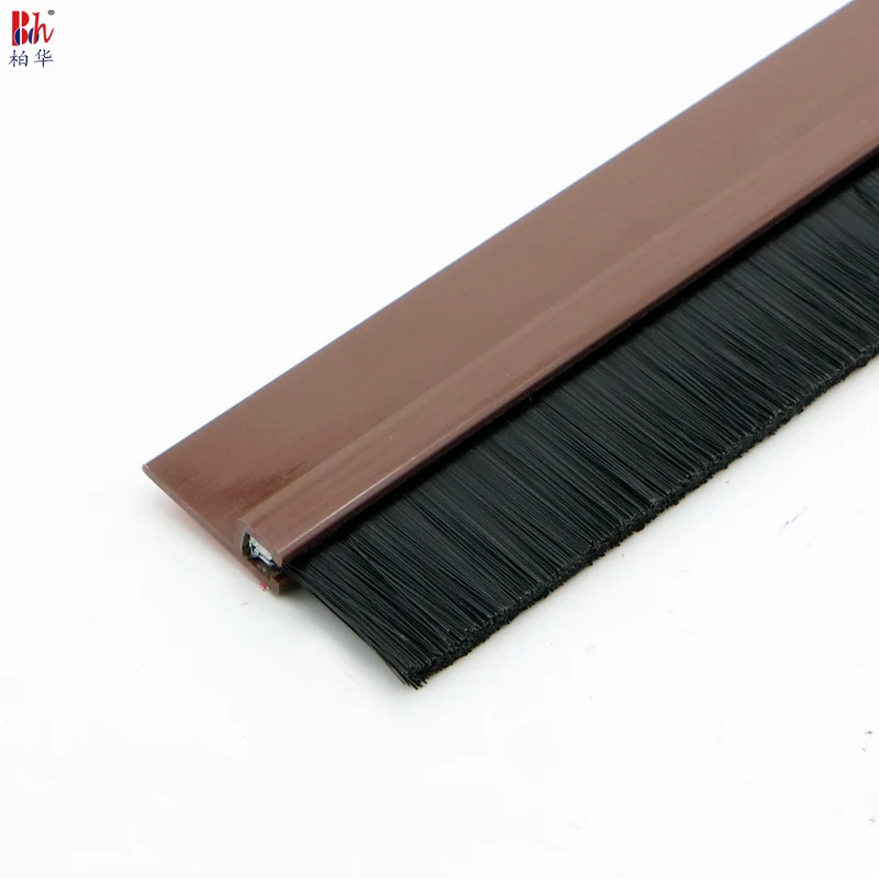 Self Adhesive Wooden Door Bottom Sealing Strip PVC PP Brush Strip Draught Excluder Sweep Draft Weatherstrip Dustproof Windproof