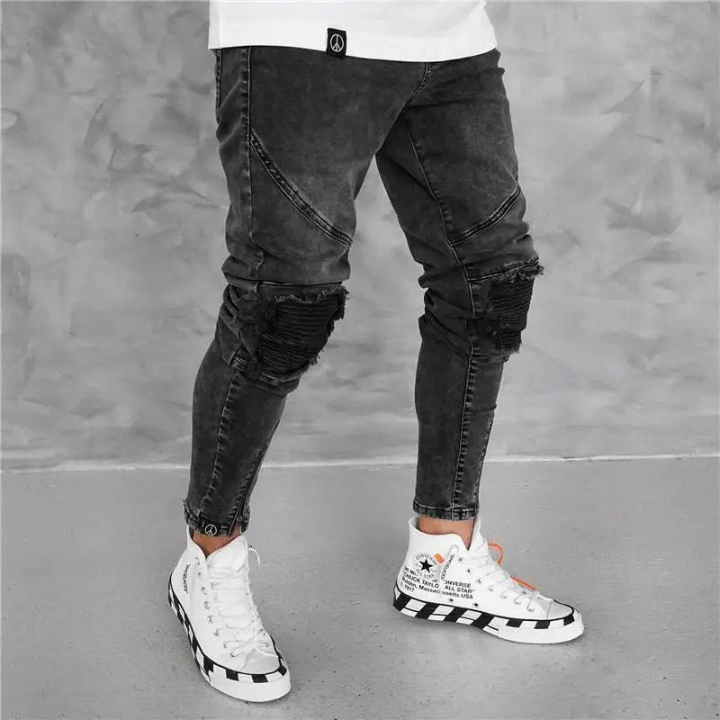 Wholesale New Style European Moto jeans men Slim fit