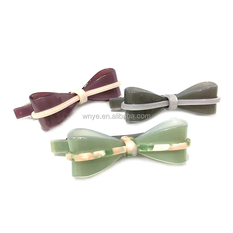 
Wholesale Cross Bow Crystal Hair Clip Ladies Cellulose Acetate Hair Barrette 