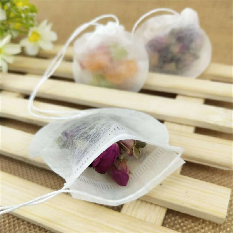 Drawstring sealing PLA biodegradable empty round corn fiber  tea bag