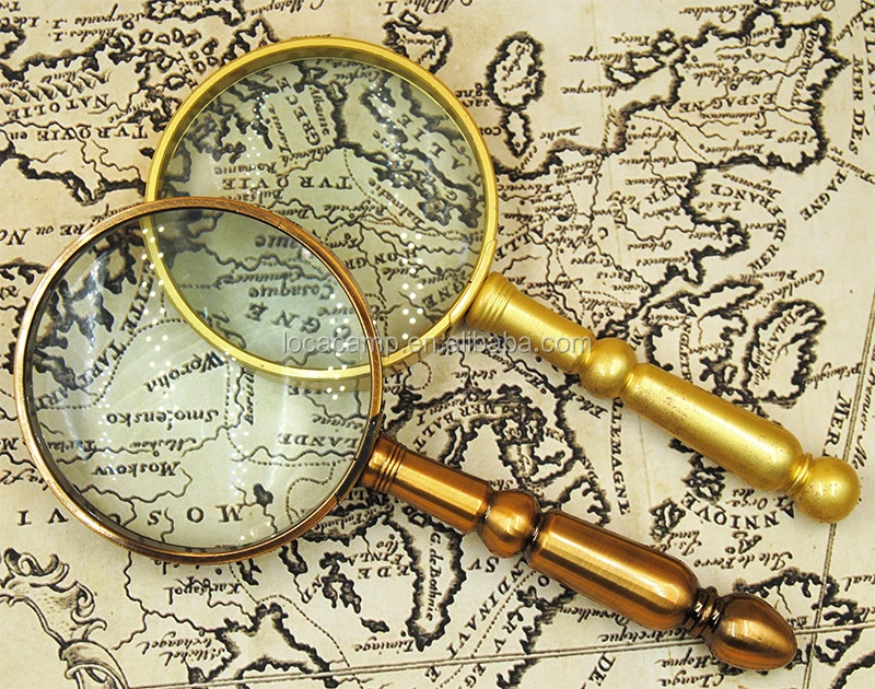 Antique bronze color hand hold metal magnifier with glass