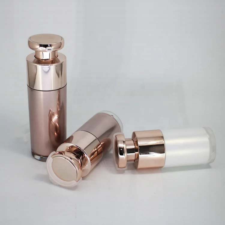 Superior quality 15ml 30ml 50ml cosmetic pump bottle rose gold  luxury airless bottle
